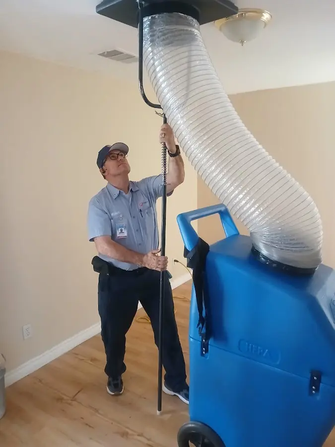 Mini Split Installation technician using HEPA equipment in Paw Paw